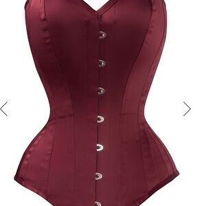 Corset Story BURGUNDY MATT SATIN LONGLINE WAIST TAMING OVERBUST Corset size 18